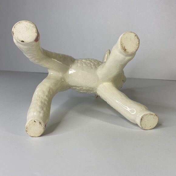 Vintage 8" Ceramic Lamb Planter Long Legs USA Nursery Decor Kitschy Rosy Cheeks - Picture 7 of 12